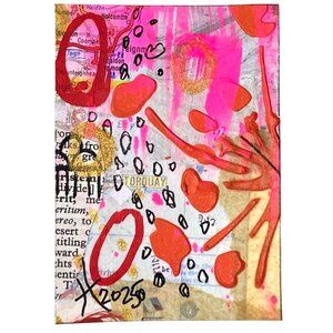 ACEO Original Art Acrylic Collage Mixed Media Markers 3-D ATC